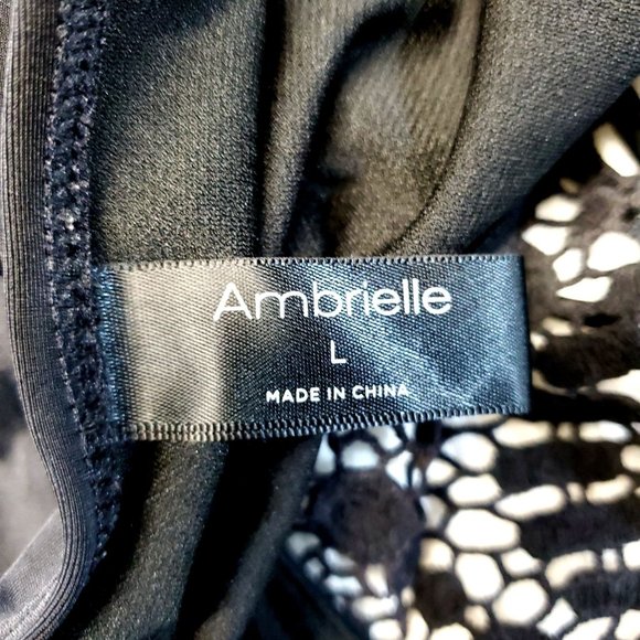 Ambrielle Swimwear Women's L One Piece Black Bathing Swim Suit Crochet‎ Detail - Picture 6 of 6